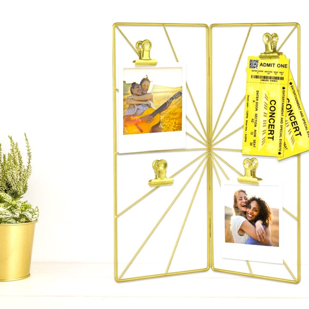 NWT Boho Gold Metal Photo Clip Board – Modern Wall Decor